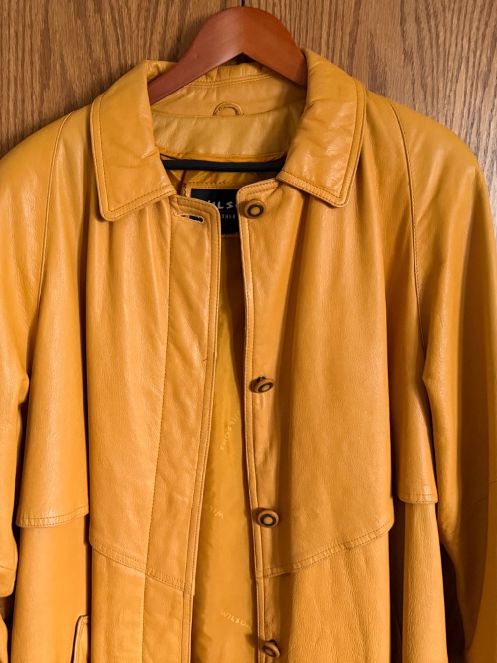 Vintage Wilson's Orange or Pumpkin Leather Coat Lining Nylon Women's Size Large - Picture 2 of 16